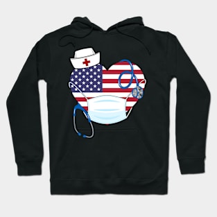 American Flag Nurse Stethoscope Heart Hoodie